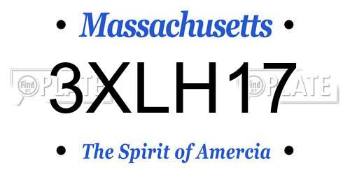 3XLH17 Massachusetts License Plate