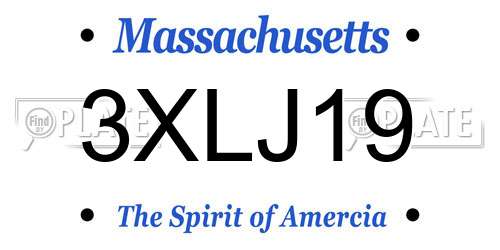 3XLJ19 Massachusetts License Plate
