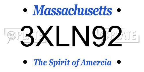 3XLN92 Massachusetts License Plate