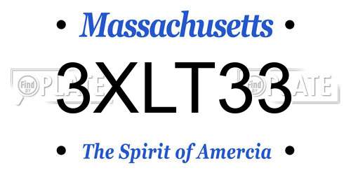 3XLT33 Massachusetts License Plate