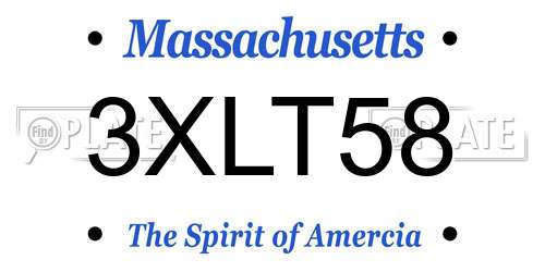 3XLT58 Massachusetts License Plate