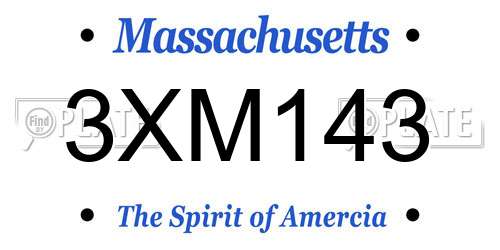 3XM143 Massachusetts License Plate