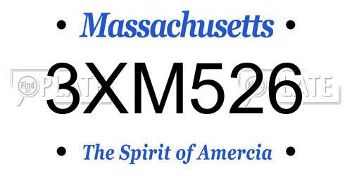 3XM526 Massachusetts License Plate