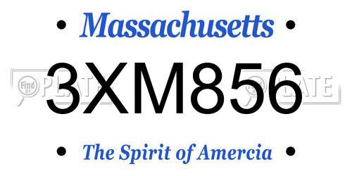 3XM856 Massachusetts License Plate