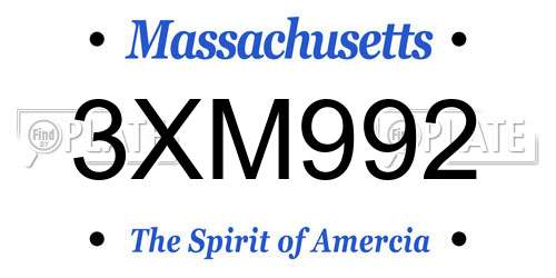 3XM992 Massachusetts License Plate