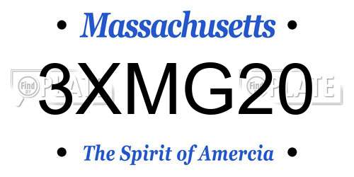 3XMG20 Massachusetts License Plate