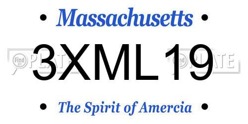 3XML19 Massachusetts License Plate