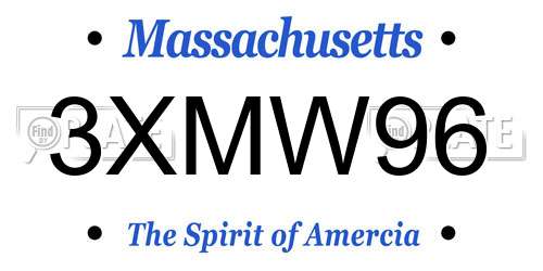 3XMW96 Massachusetts License Plate