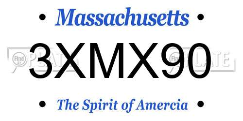 3XMX90 Massachusetts License Plate