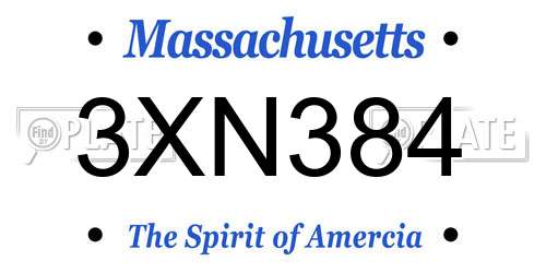 3XN384 Massachusetts License Plate