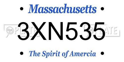 3XN535 Massachusetts License Plate