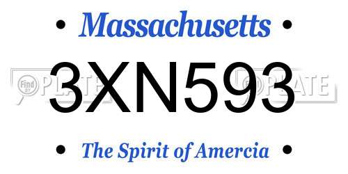 3XN593 Massachusetts License Plate