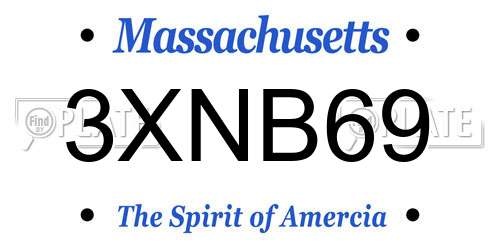 3XNB69 Massachusetts License Plate