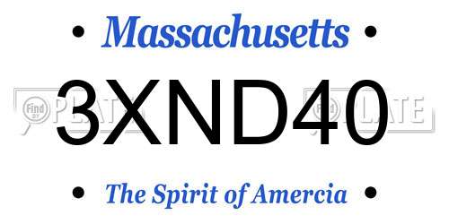 3XND40 Massachusetts License Plate