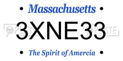 3XNE33 Massachusetts License Plate