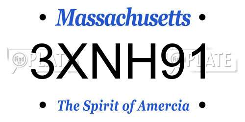 3XNH91 Massachusetts License Plate