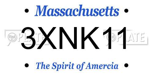 3XNK11 Massachusetts License Plate