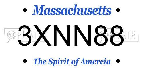 3XNN88 Massachusetts License Plate