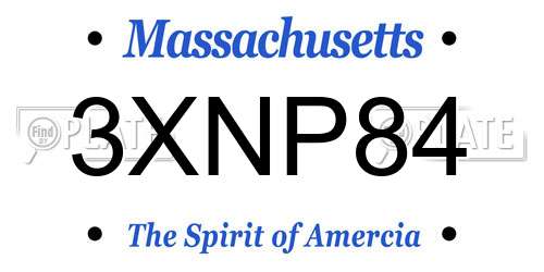 3XNP84 Massachusetts License Plate