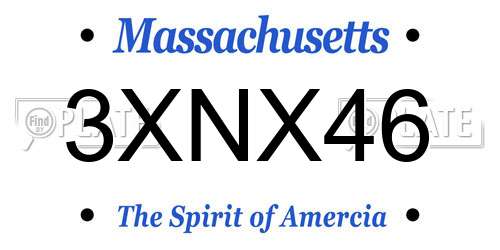3XNX46 Massachusetts License Plate