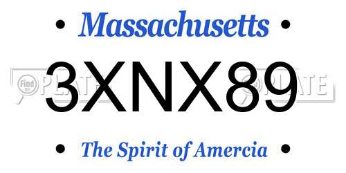 3XNX89 Massachusetts License Plate