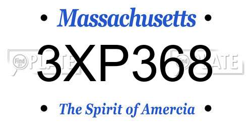 3XP368 Massachusetts License Plate