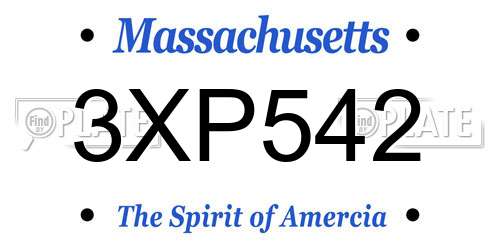 3XP542 Massachusetts License Plate
