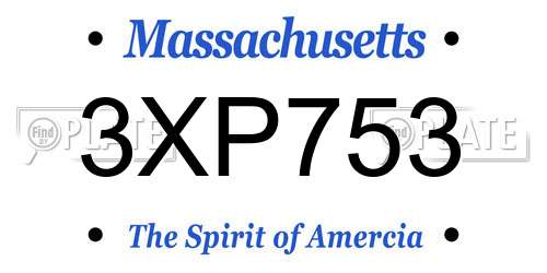 3XP753 Massachusetts License Plate