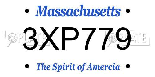 3XP779 Massachusetts License Plate