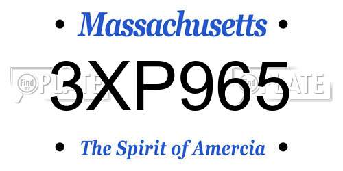 3XP965 Massachusetts License Plate