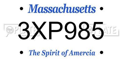 3XP985 Massachusetts License Plate