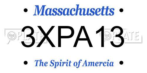 3XPA13 Massachusetts License Plate
