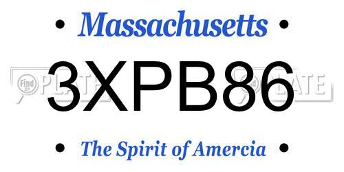 3XPB86 Massachusetts License Plate