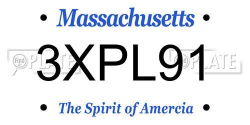 3XPL91 Massachusetts License Plate