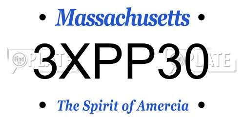 3XPP30 Massachusetts License Plate