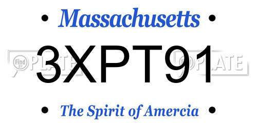3XPT91 Massachusetts License Plate