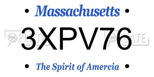 3XPV76 Massachusetts License Plate