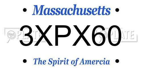 3XPX60 Massachusetts License Plate