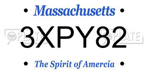 3XPY82 Massachusetts License Plate