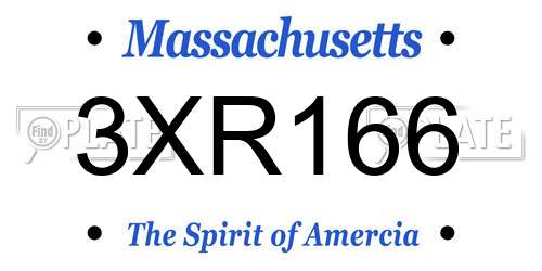 3XR166 Massachusetts License Plate