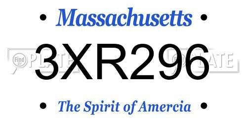 3XR296 Massachusetts License Plate
