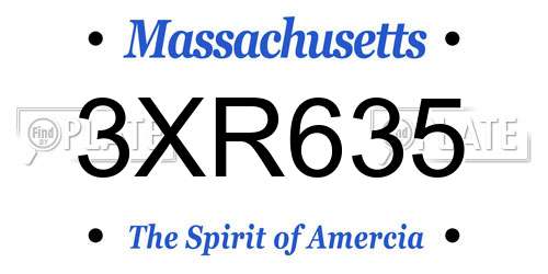 3XR635 Massachusetts License Plate