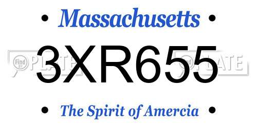 3XR655 Massachusetts License Plate