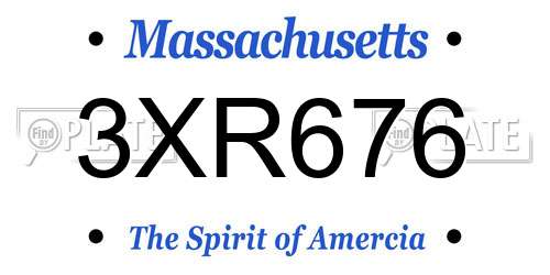 3XR676 Massachusetts License Plate