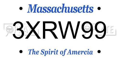 3XRW99 Massachusetts License Plate
