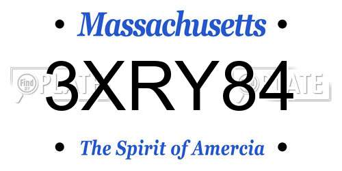 3XRY84 Massachusetts License Plate