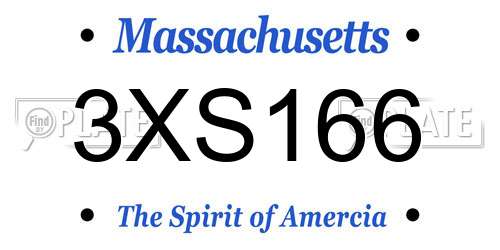 3XS166 Massachusetts License Plate