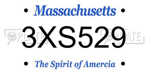 3XS529 Massachusetts License Plate