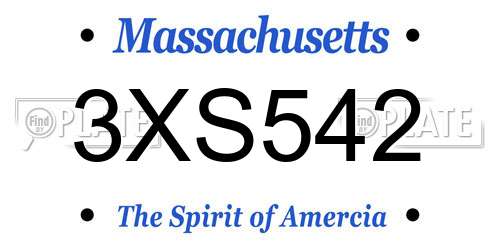 3XS542 Massachusetts License Plate
