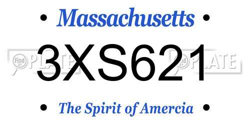 3XS621 Massachusetts License Plate